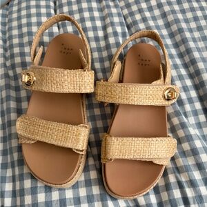 a new day Woven Straw Strap Sandals in Natural Tan